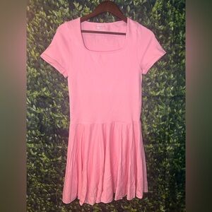 Chic Pink Short Sleeve Mini Dress